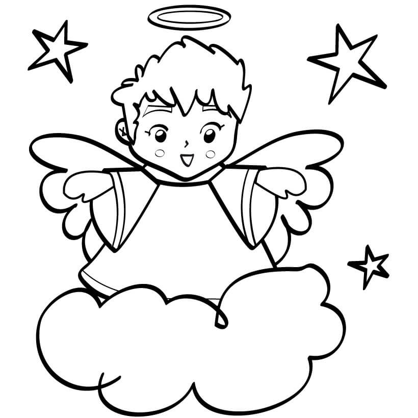 Dibujo de Ángel en la Nube para Colorear