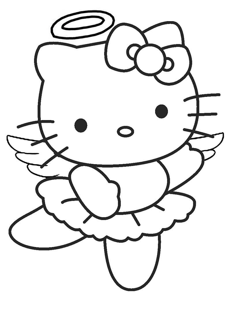 Dibujo de Ángel Hello Kitty para Colorear