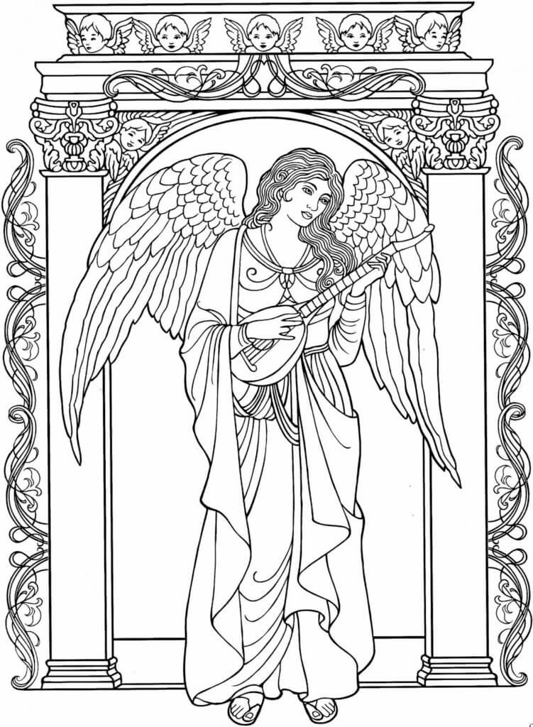 Dibujo de Ángel Mandala para Colorear