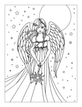 Dibujo de Bonita ángel para Colorear