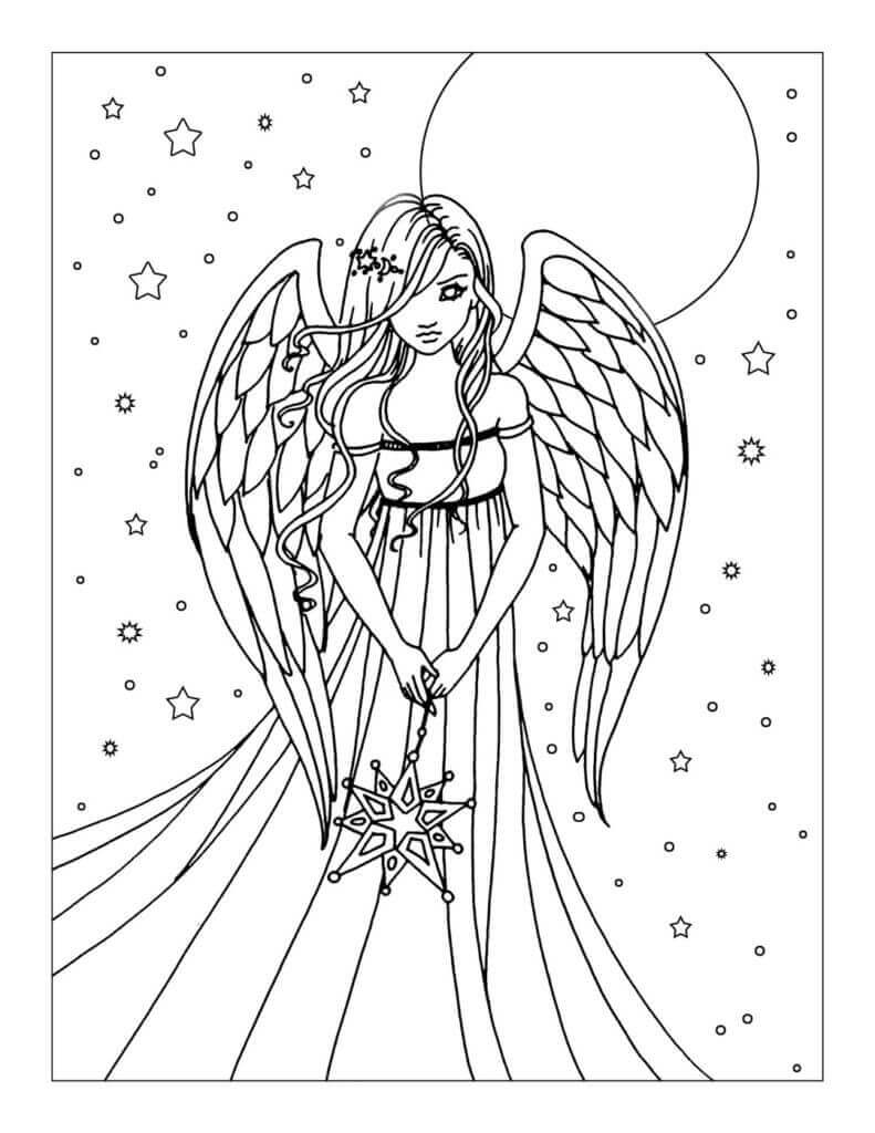 Dibujo de Bonita ángel para Colorear