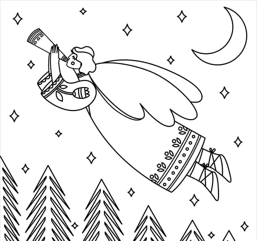 Dibujo de Bonito ángel Volando para Colorear