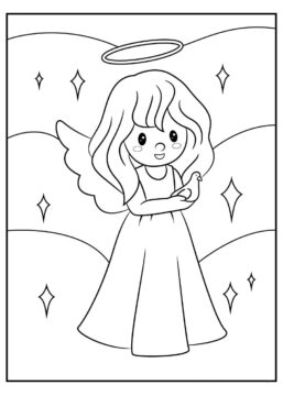 Dibujo de Chica Divertida ángel para Colorear