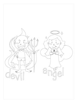 Dibujo de Diablo y ángel para Colorear