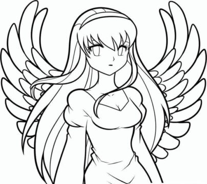 Dibujo de Retrato de ángel Animado para Colorear