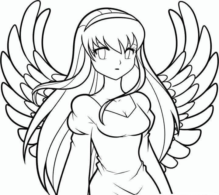 Dibujo de Retrato de ángel Animado para Colorear