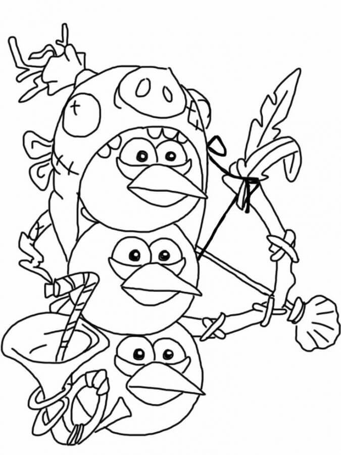 Dibujo de Adorables Angry Birds para Colorear