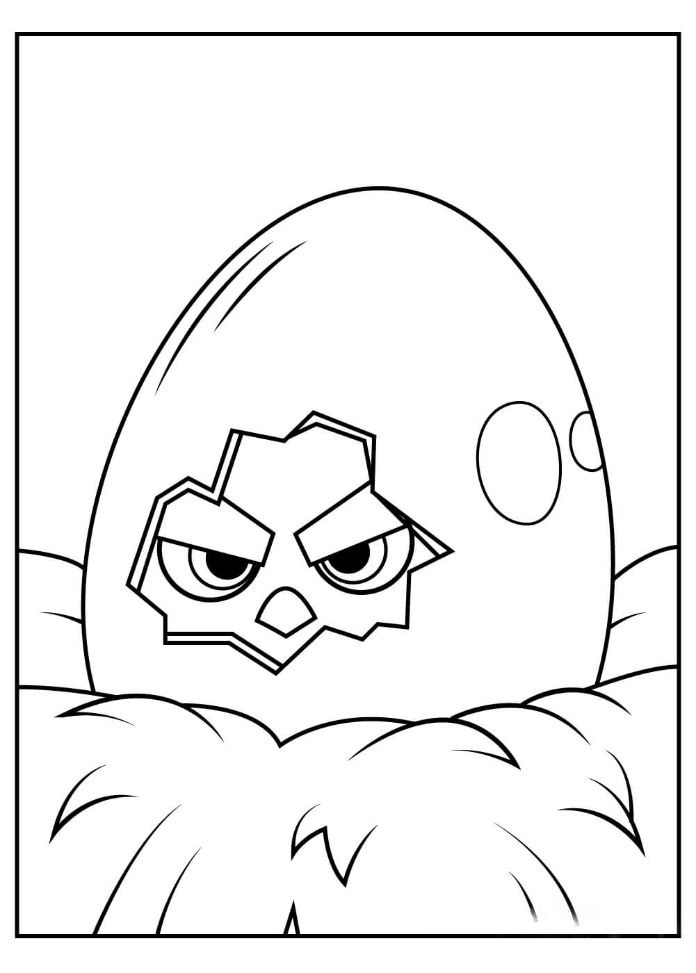 Dibujo de Angry Bird en Huevo para Colorear