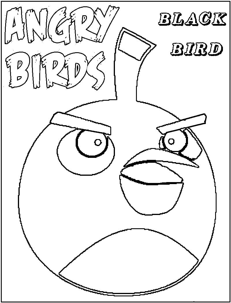 Dibujo de Pájaro Negro de Angry Birds para Colorear