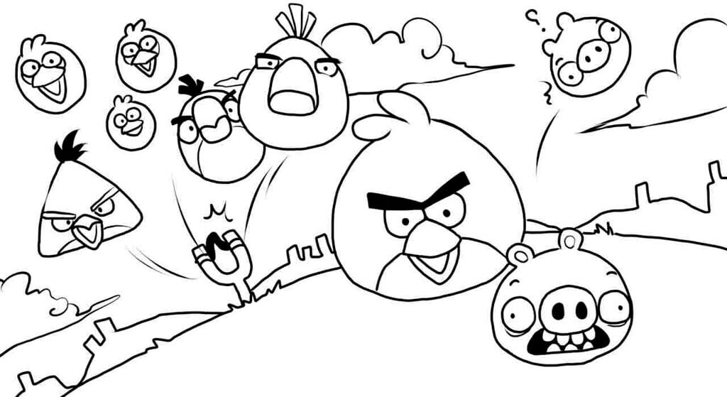 Dibujo de El Ataque de los pájaros Conde Cerdo para Colorear