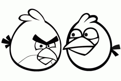 Dibujo de Pájaros Rojos y Amigos en Angry Birds para Colorear