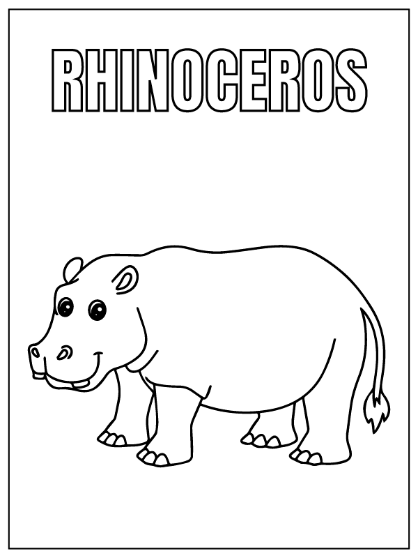 Dibujo de Cute Rhinoceros Safari Animal Coloring Page para Colorear