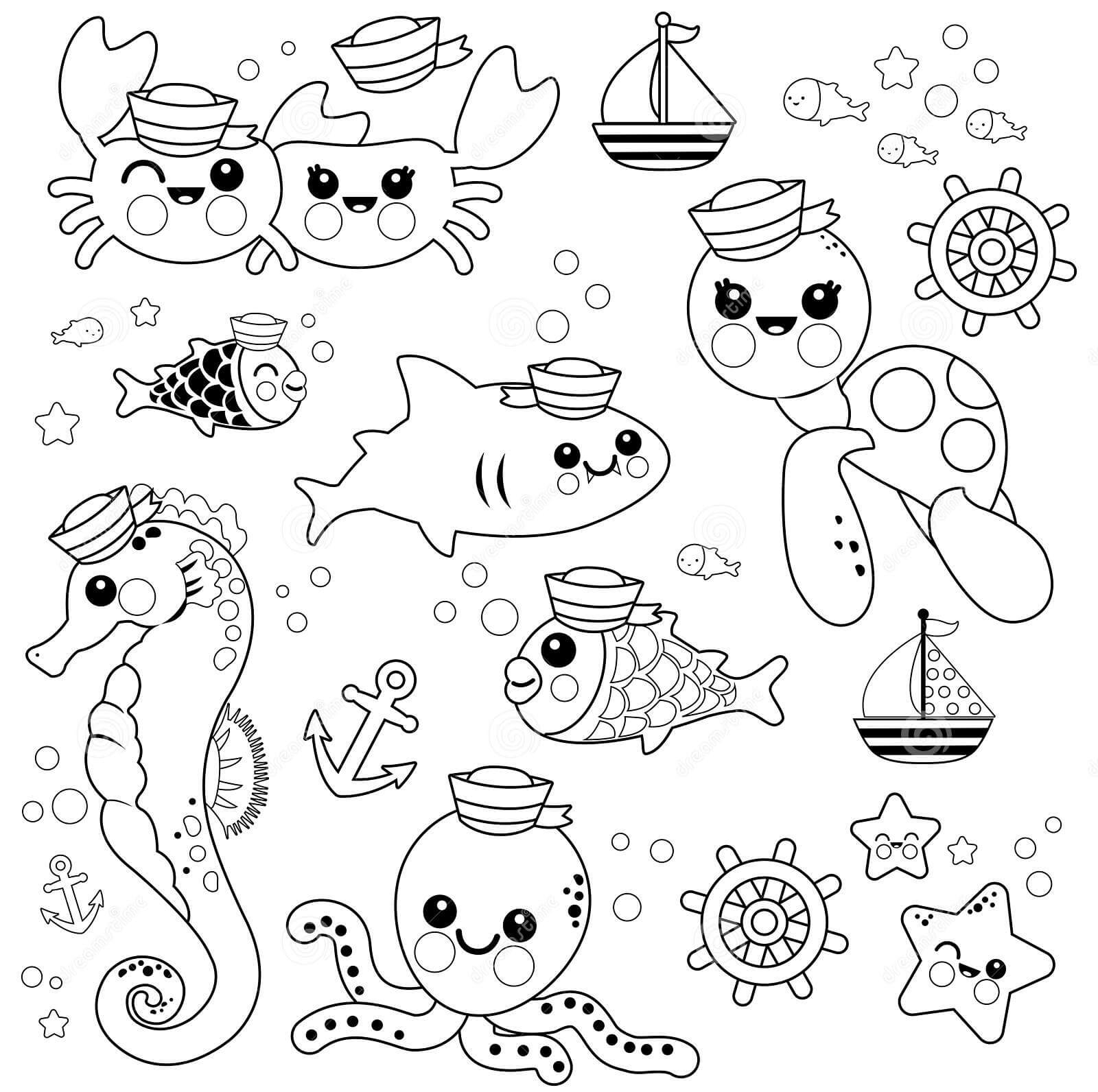 Dibujo de Animal Marino Simple para Colorear