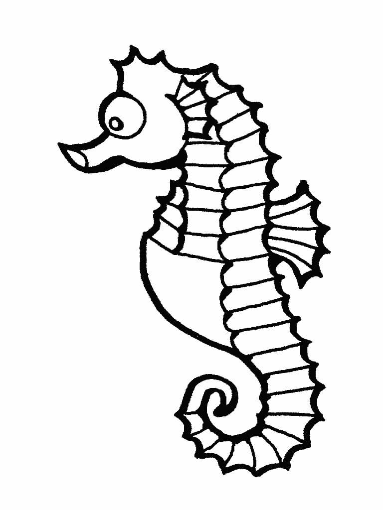 Dibujo de Caballito de Mar de Dibujos Animados para Colorear