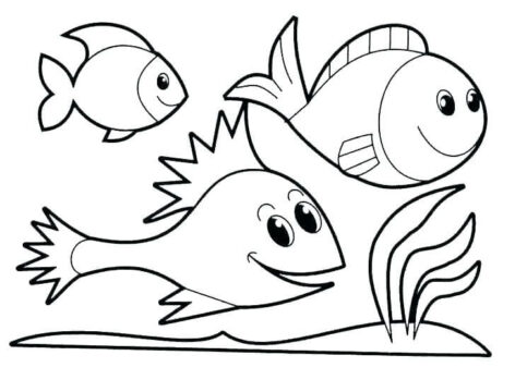 Dibujo de Tres Peces Lindo para Colorear