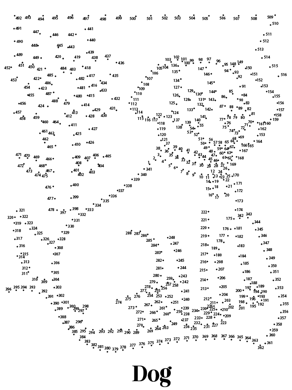 Dibujo de Perro Animal Extremo Punto a Punto página para Colorear