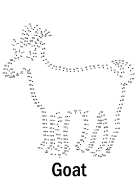 Dibujo de Página para Colorear de Cabra Animal Punto a Punto para Colorear