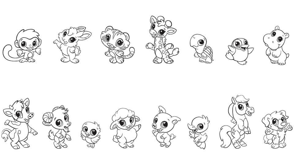 Dibujo de Animales Chibi para Colorear