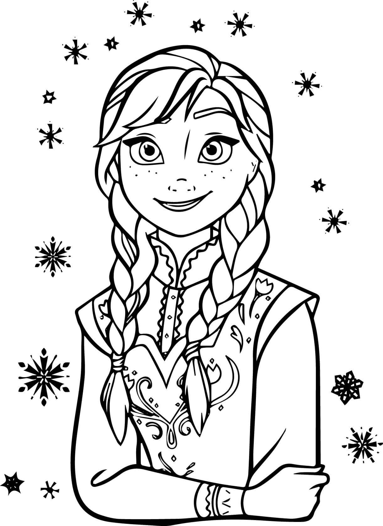 Dibujo de Cara Anna Feliz para Colorear