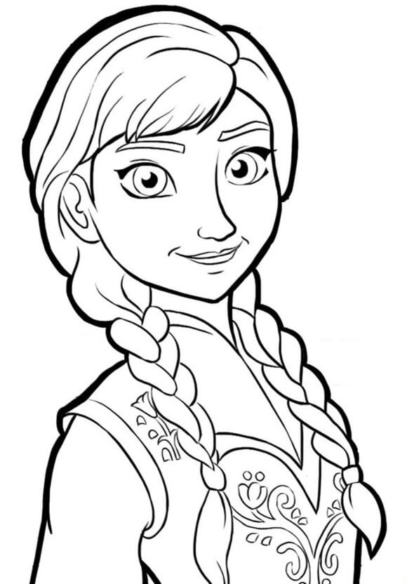 Dibujo de Cara Anna Sonriendo para Colorear