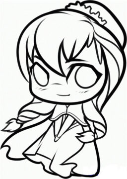 Dibujo de Chibi Anna Sonriendo para Colorear