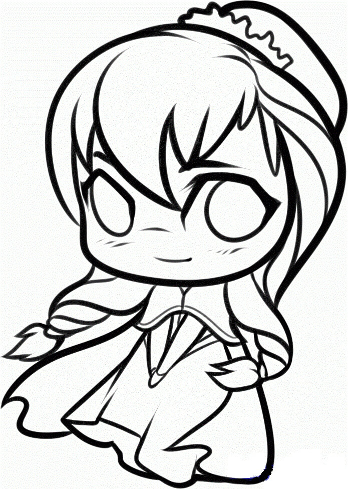 Dibujo de Chibi Anna Sonriendo para Colorear