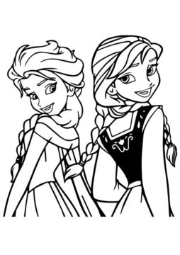 Dibujo de Enfrenta a Elsa y Anna para Colorear