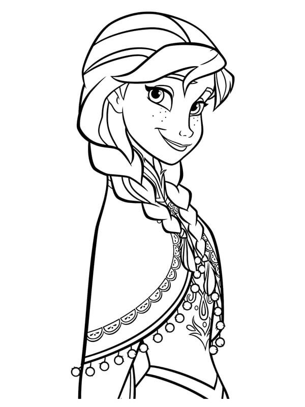 Dibujo de Hermosa Anna Sonriendo para Colorear
