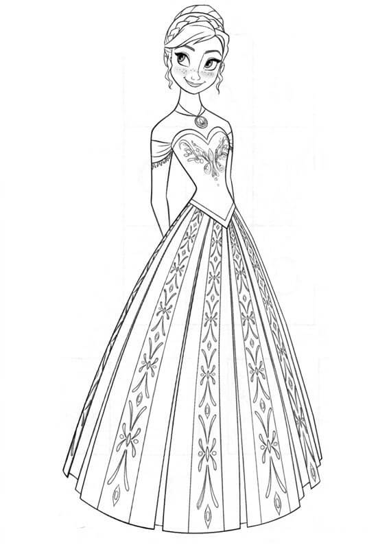 Dibujo de Princesa Anna para Colorear