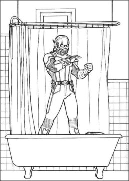 Dibujo de Hombre Hormiga de Pie en el Bao para Colorear