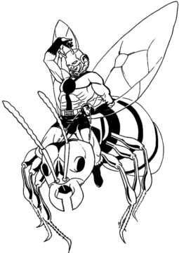 Dibujo de Hormiga Hombre Montando Hormiga para Colorear