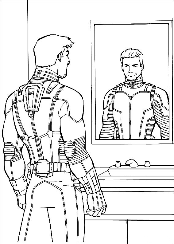 Dibujo de Ant Man Delante del Espejo para Colorear