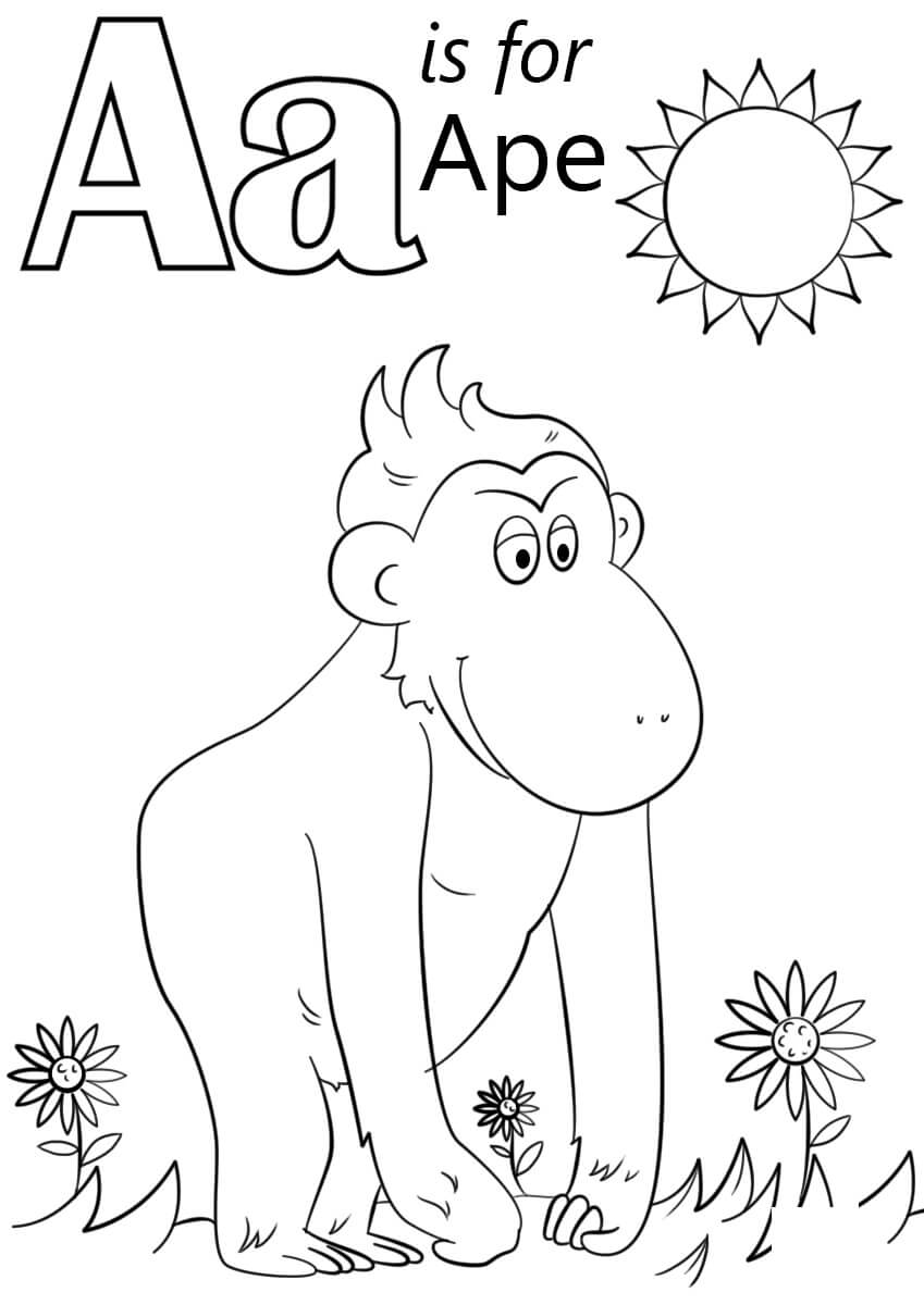 Dibujo de A Es para Simio para Colorear
