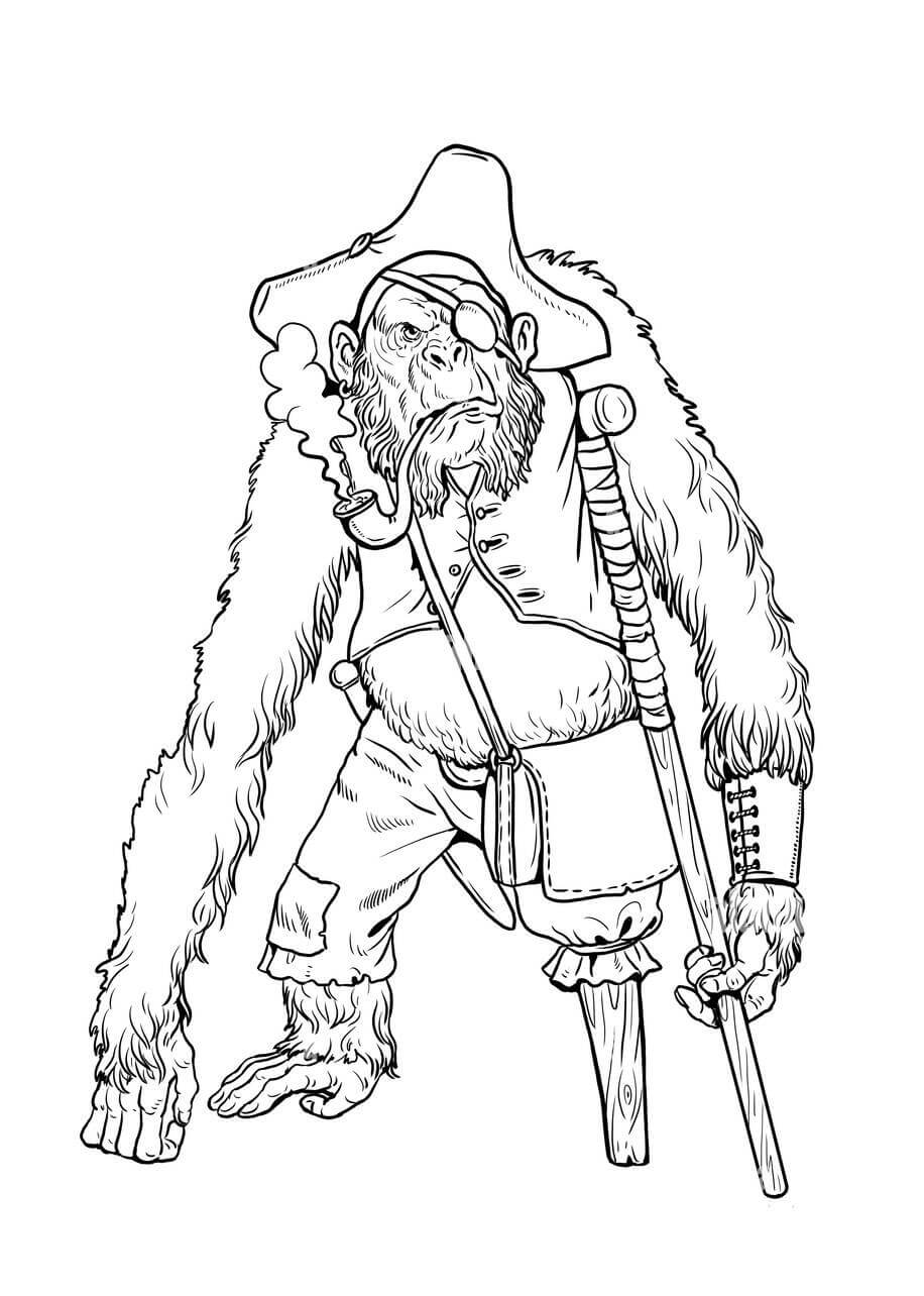 Dibujo de Simio de Dibujos Animados para Colorear