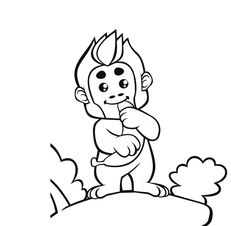 Dibujo de Mono Lindo con Platano para Colorear