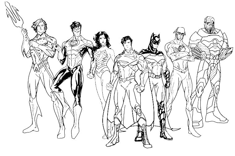 Dibujo de Aquaman en la Liga de la Justicia para Colorear