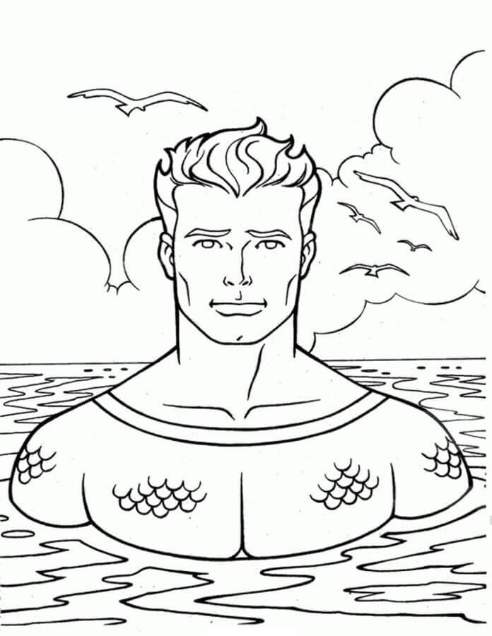 Dibujo de Aquaman Sube a la Superficie para Colorear