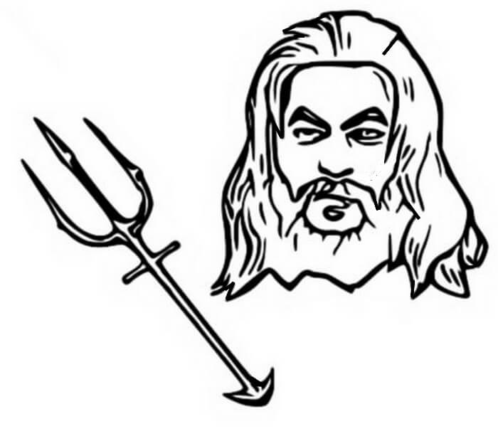 Dibujo de Dibujar la Cara y el Tridente de Aquaman para Colorear