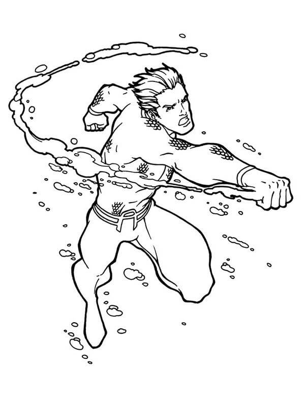 Dibujo de Genial Golpe de Aquaman para Colorear