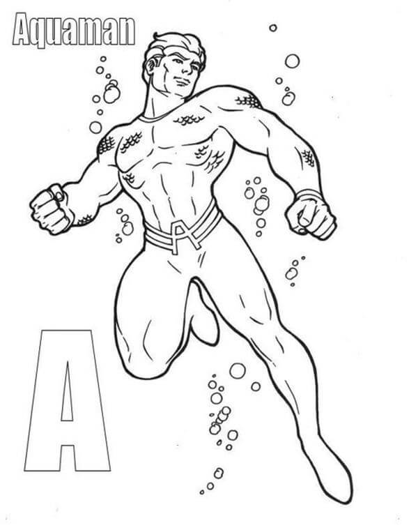 Dibujo de Letra a y Aquaman para Colorear