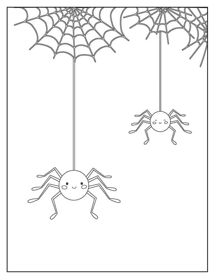 Dibujo de Dos arañas Sonriendo para Colorear