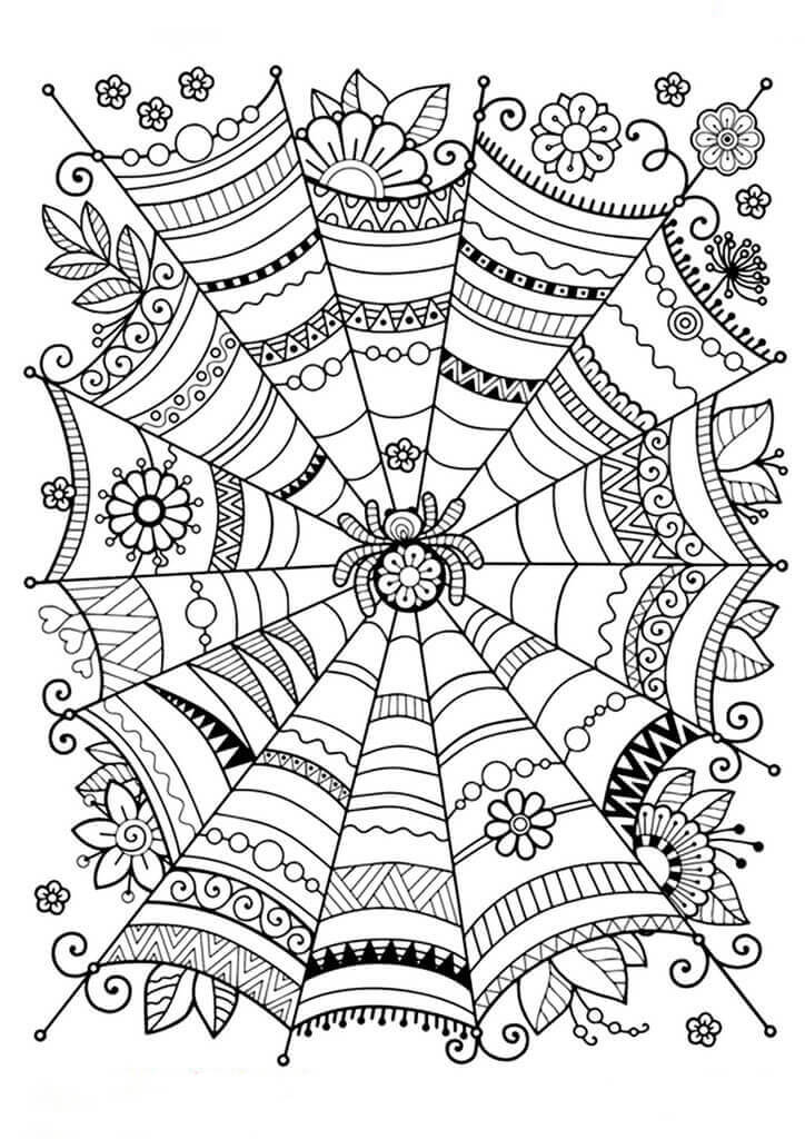 Dibujo de Mandala de araña de Halloween para Colorear