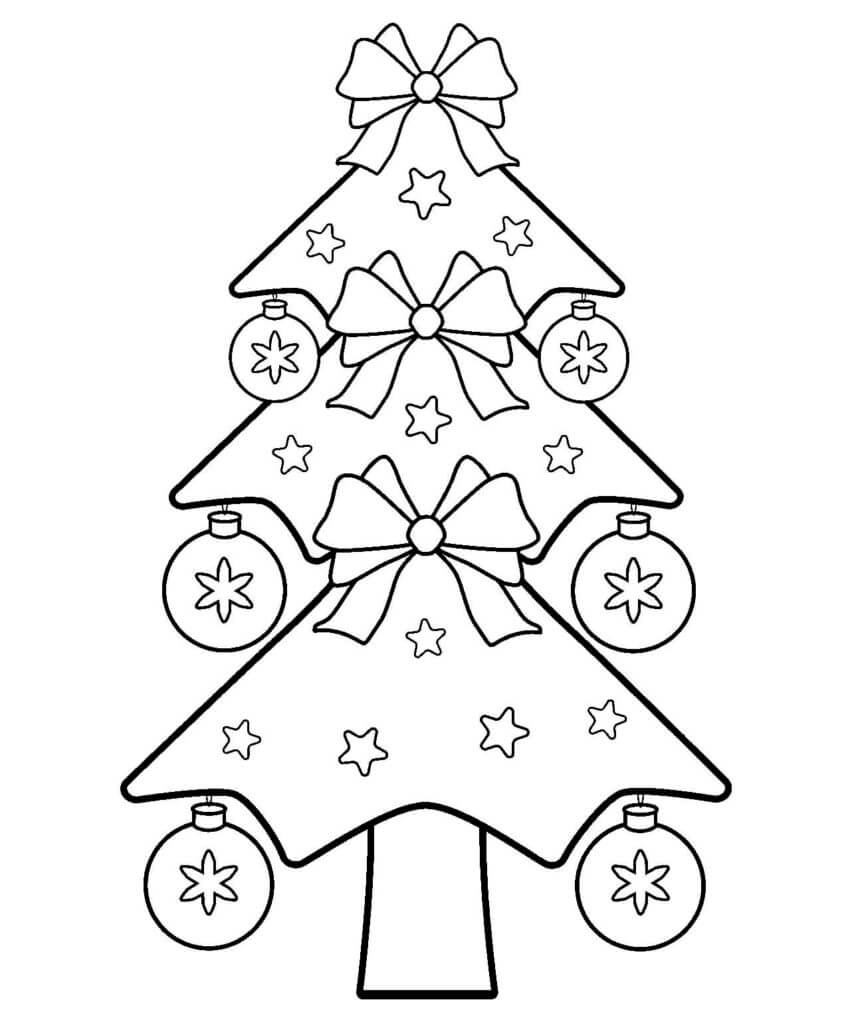 Dibujo de Adorable árbol de Navidad para Colorear
