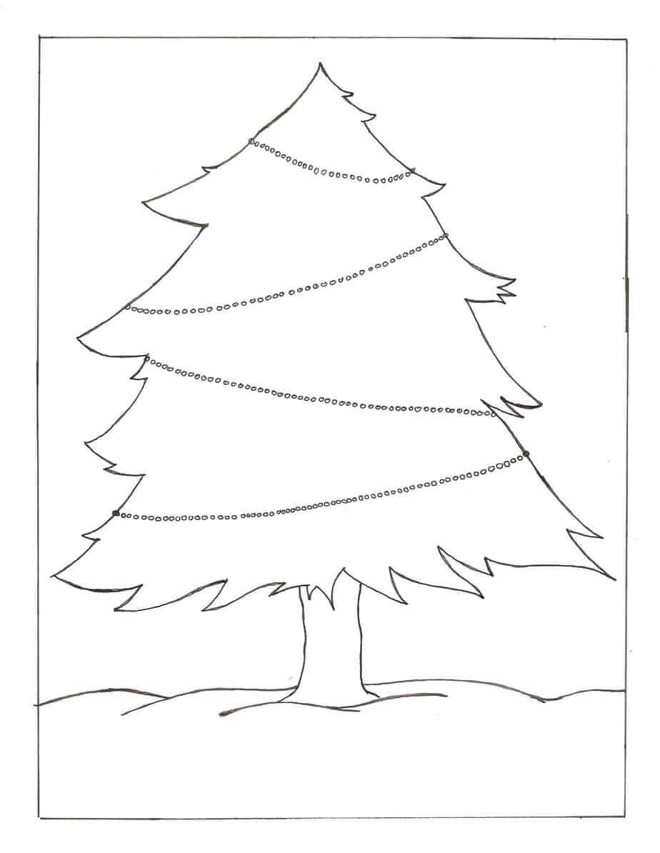 Dibujo de Árbol de Navidad Gratis para Colorear