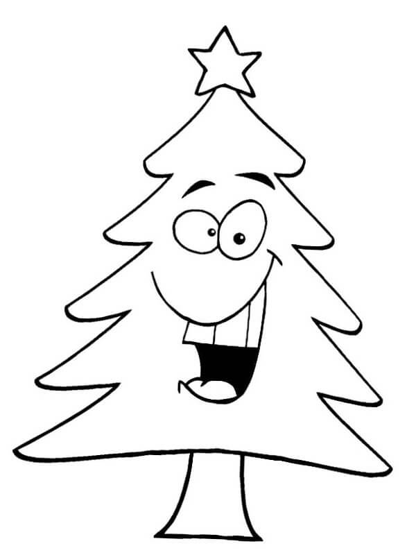 Dibujo de Árbol de Navidad Gracioso para Colorear