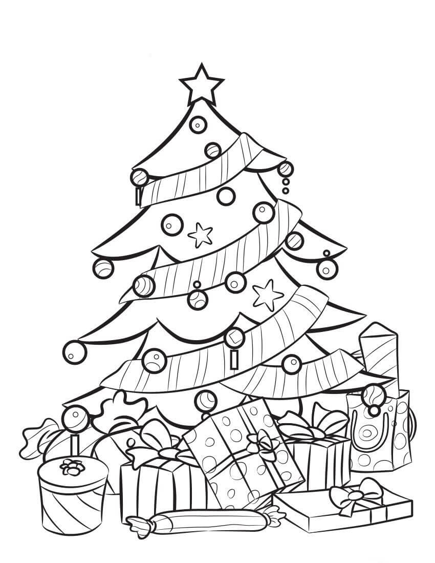 Dibujo de Árbol de Navidad Imprimible para Colorear