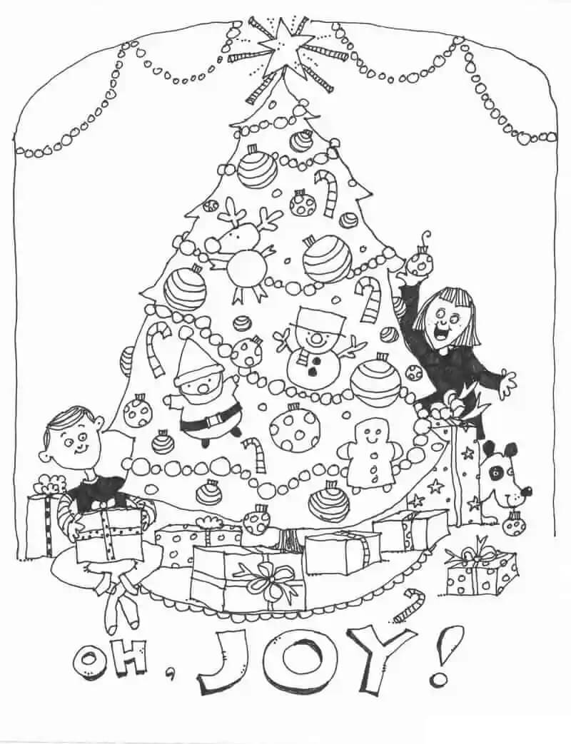 Dibujo de Árbol de Navidad de Dibujos Animados para Colorear