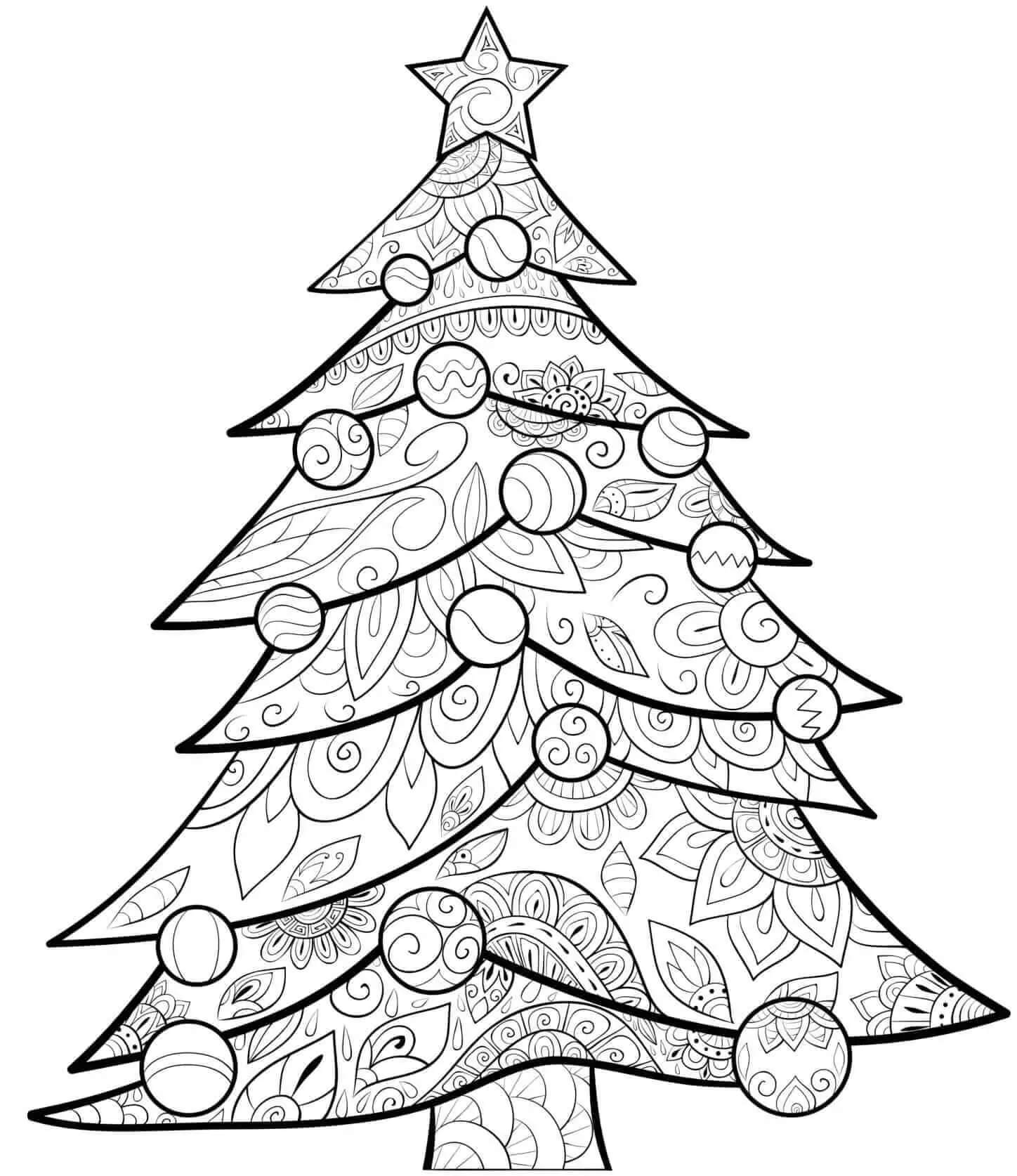 Dibujo de Árbol de Navidad Es para Adultos para Colorear
