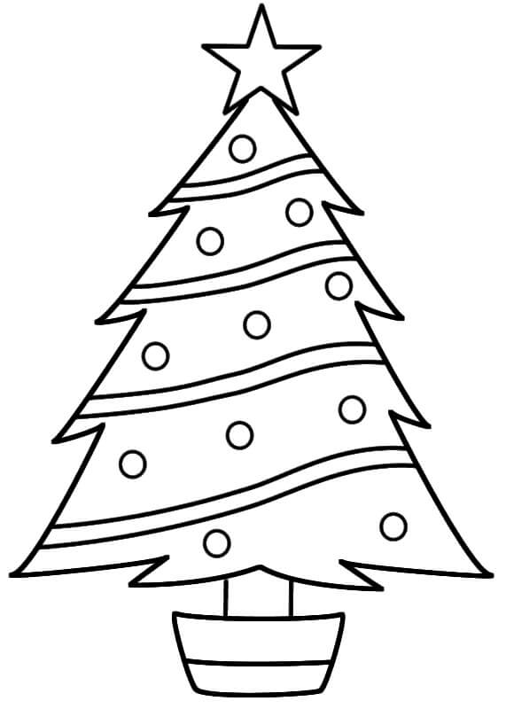 Dibujo de Estrella Simple en el árbol de Navidad para Colorear