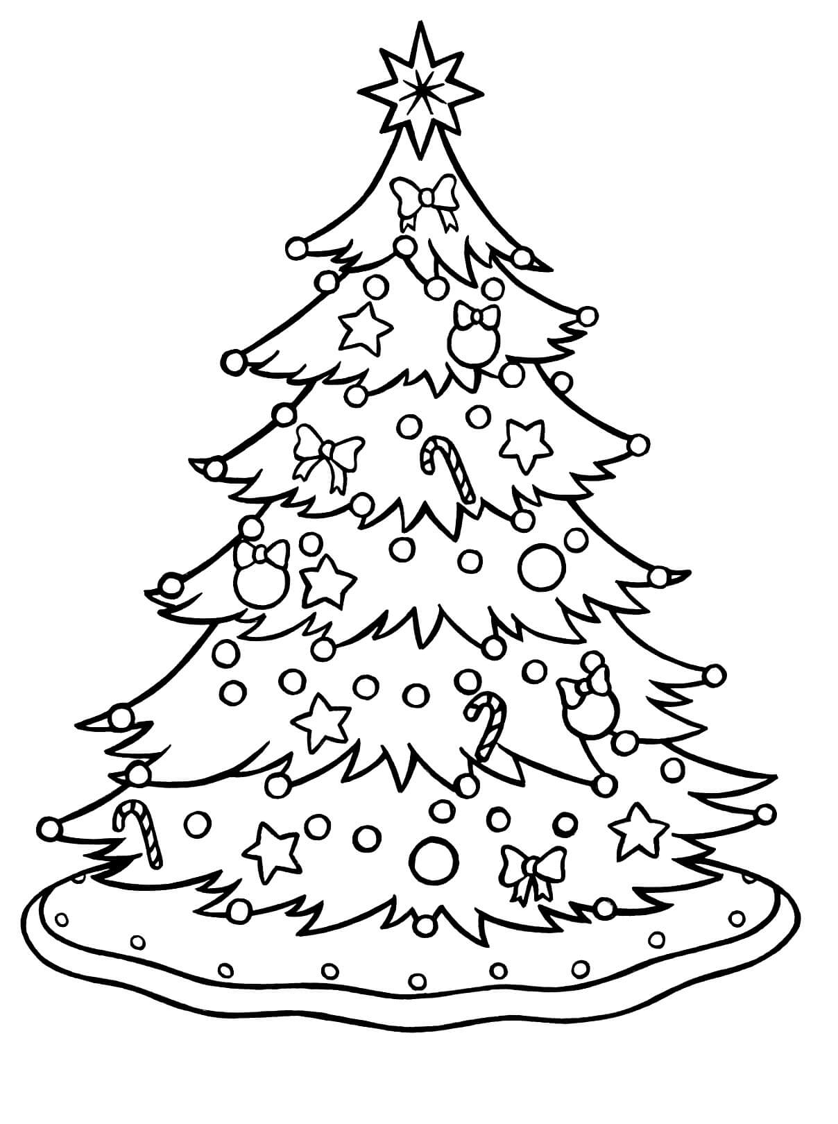Dibujo de Hermoso árbol de Navidad Grande para Colorear